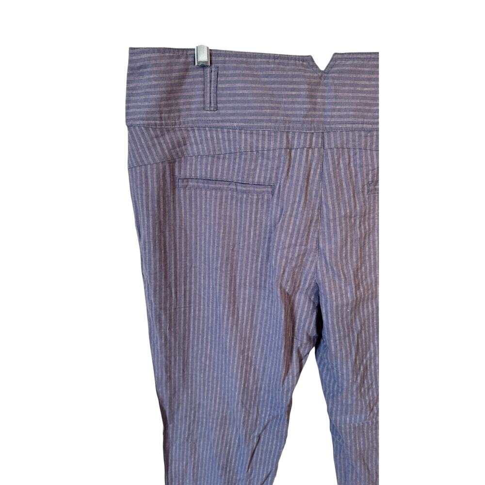 SUNDANCE NWOT Amelia Linen Blend Pinstripe Pants Size 16 Slate Blue Gray Trouser - Picture 8 of 9